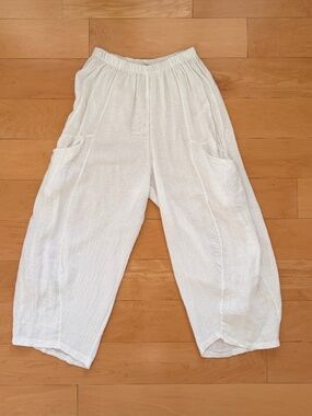 Meo Meli~White Italian Linen and Cotton Pants~Size OS